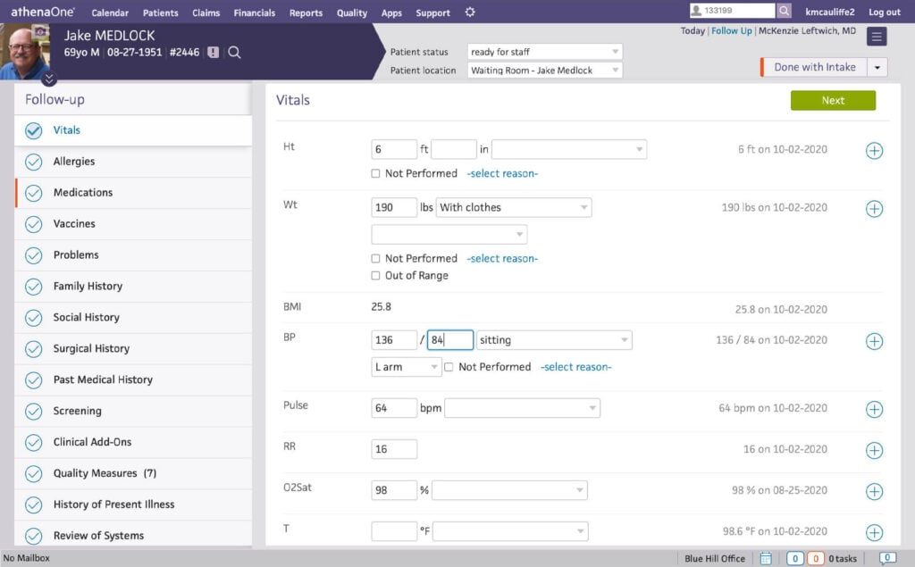 AthenaOne Patient Scheduling Software Interface