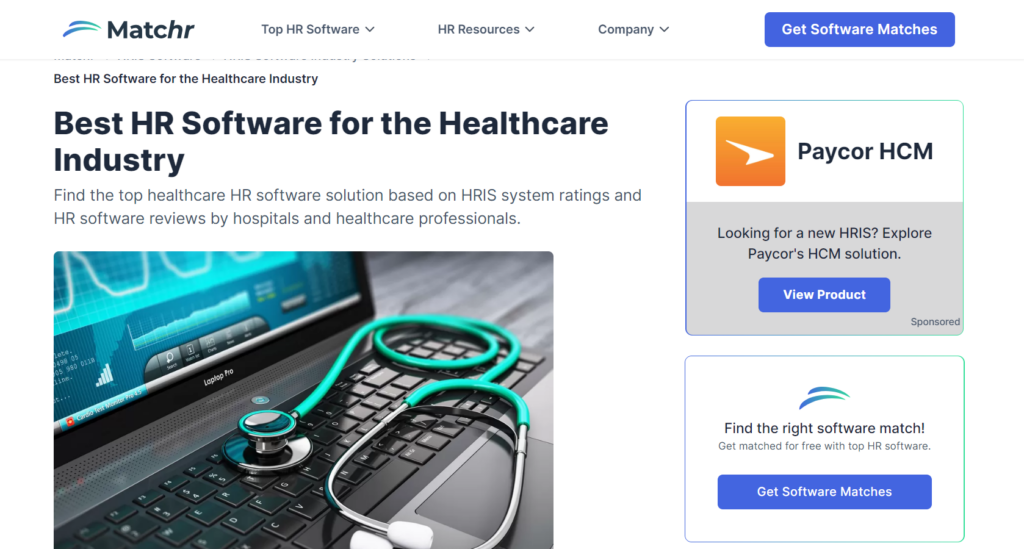 Matchr healthacare HR software interface